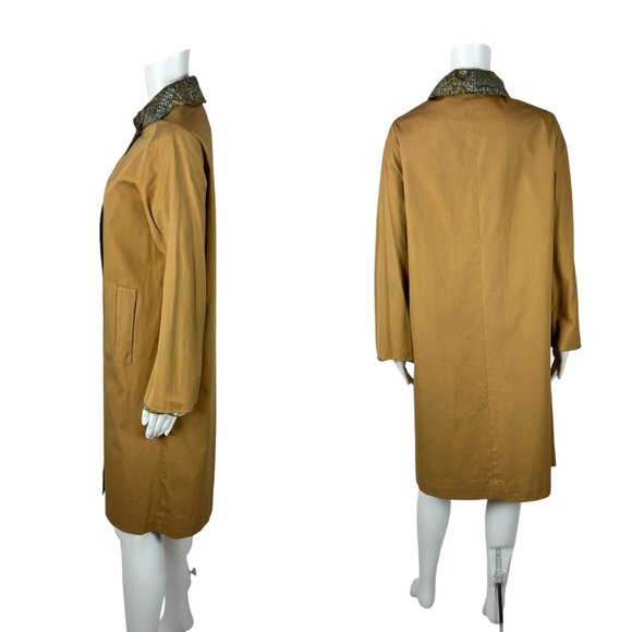 Vintage 70s Reversible Coat Women's Medium Paisley Print Gray Tan Trench - Picture 8 of 16